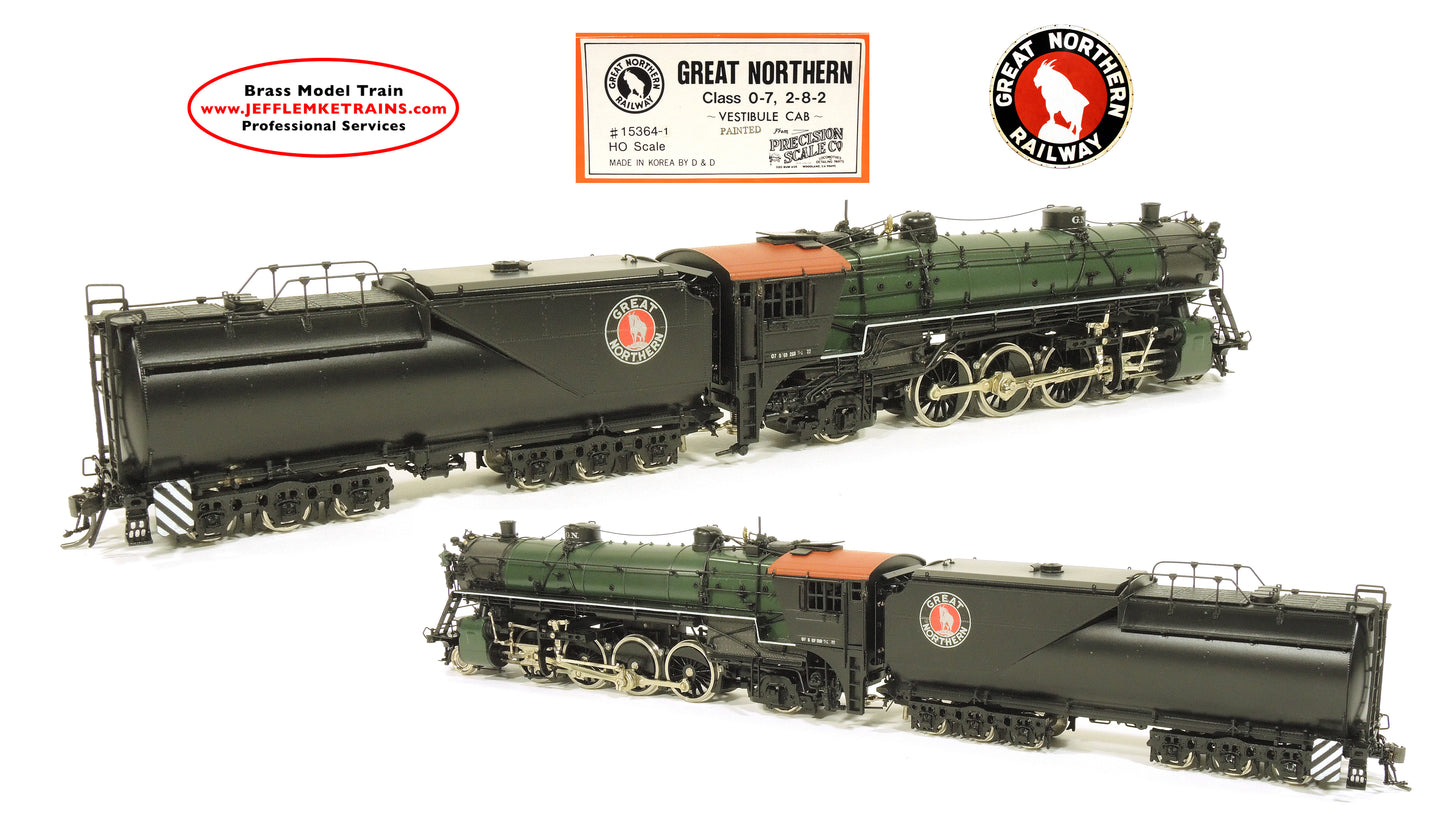 HO Scale Brass PSC 15364-1 Great Northern O-7 2-8-2 Vestibule Cab Factory Painted Glacier Park made by D&D of Korea 1988