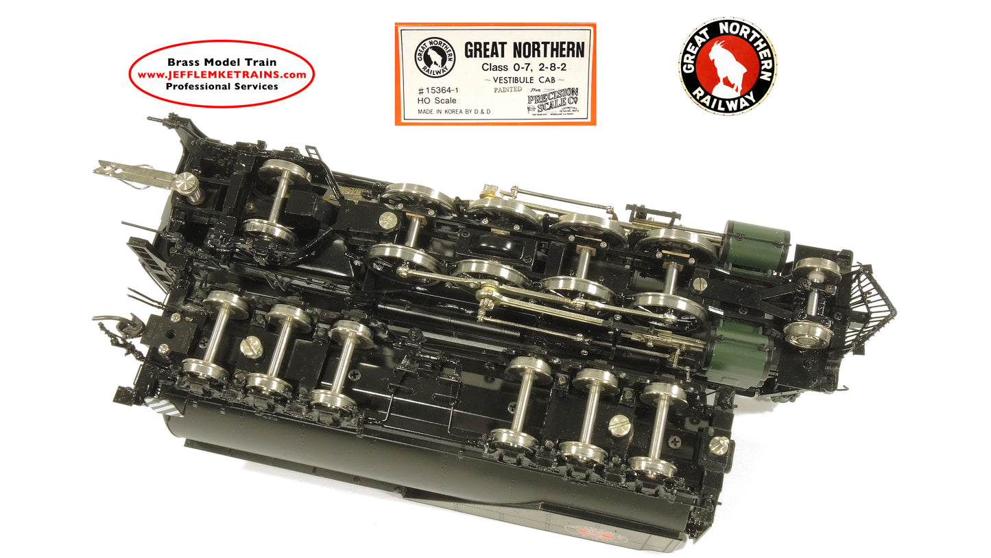 HO Scale Brass PSC 15364-1 Great Northern O-7 2-8-2 Vestibule Cab Factory Painted Glacier Park made by D&D of Korea 1988