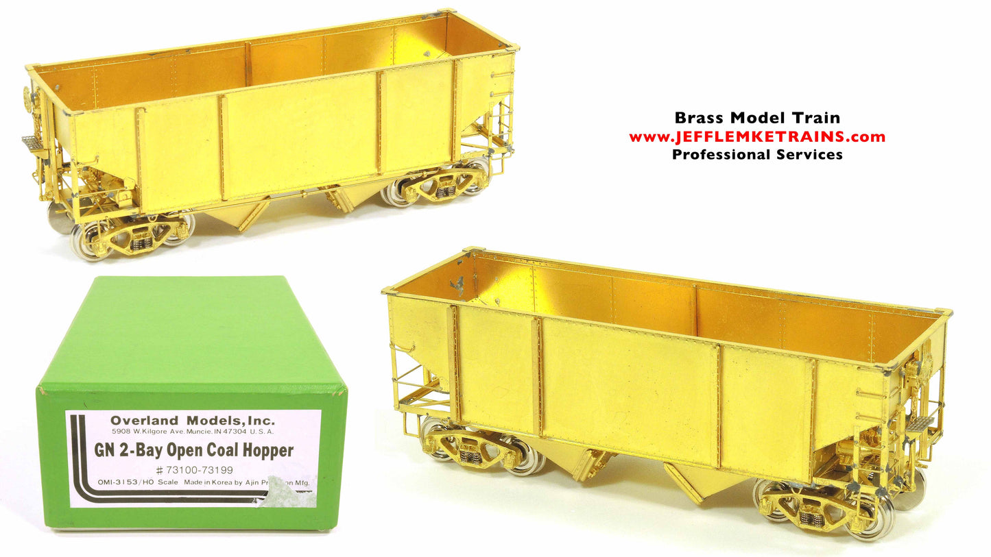 HO Scale Brass Overland Models OMI 3153 Great Northern 2-Bay Open Coal Hopper 73100-73199 by Ajin Precision of Korea 1990