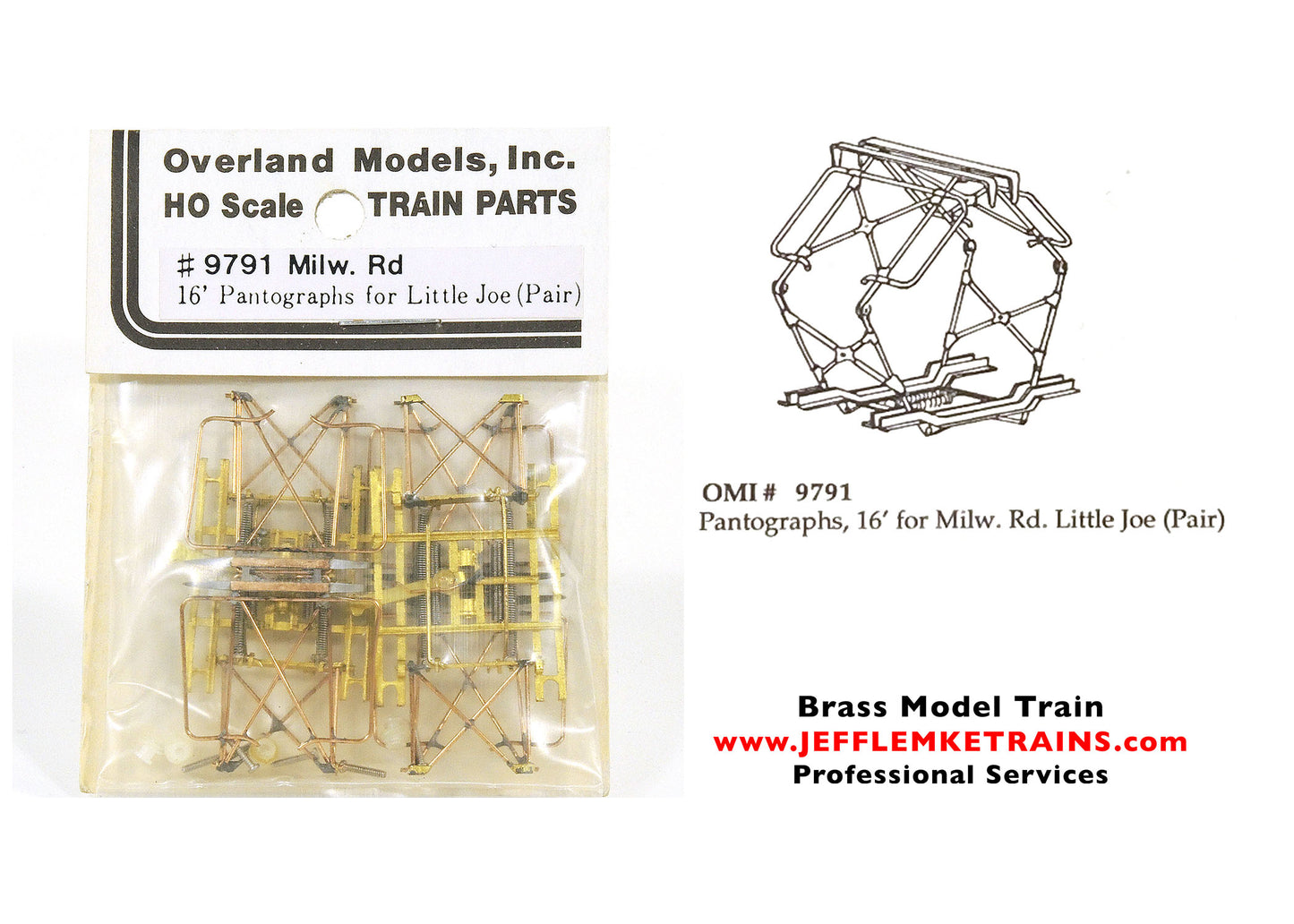 HO Scale Brass OMI 9791 Milwaukee Road 16 Foot Pantographs for Little Joe Electric Locomotives
