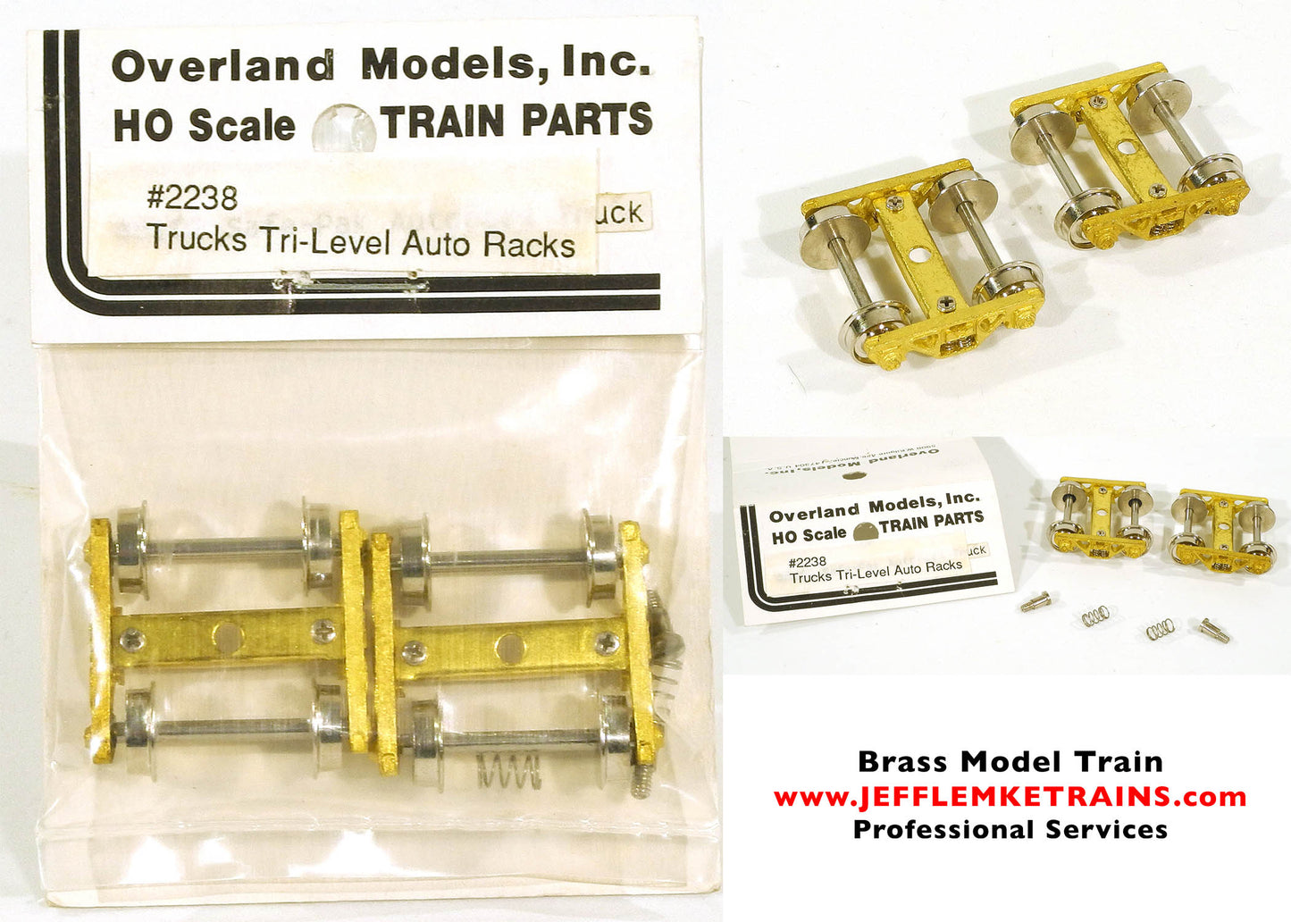 HO Scale Brass Overland Models OMI 2238 Truck Set for Tri-Level Auto Rack