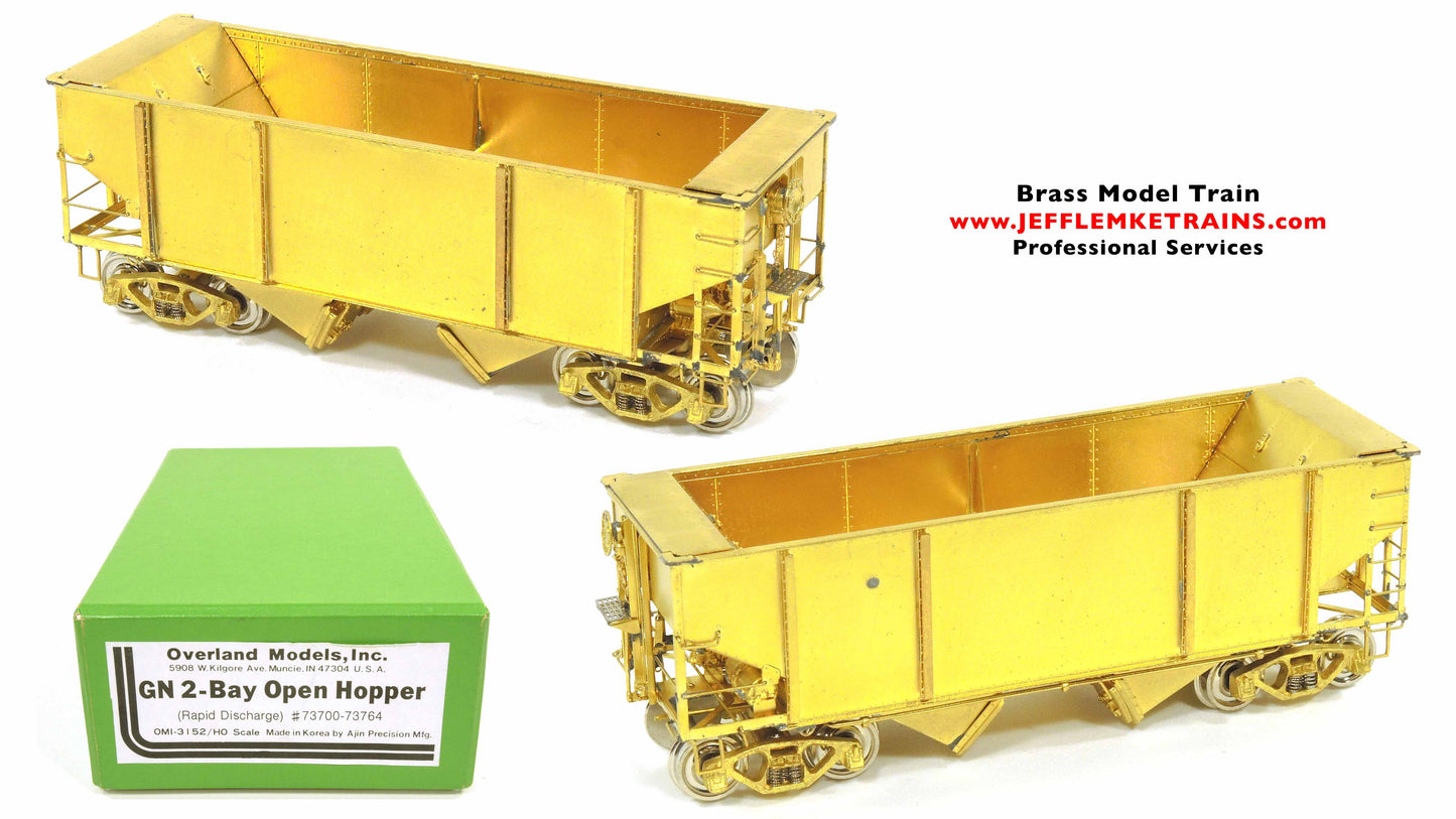 HO Scale Brass Overland Models OMI 3153 Great Northern 2-Bay Open Coal Hopper 73100-73199 by Ajin Precision of Korea 1990