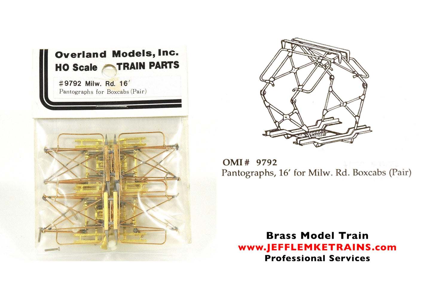 HO Scale Brass OMI 9792 Milwaukee Road 16 Foot Pantographs for Box Cab Electric Locomotives