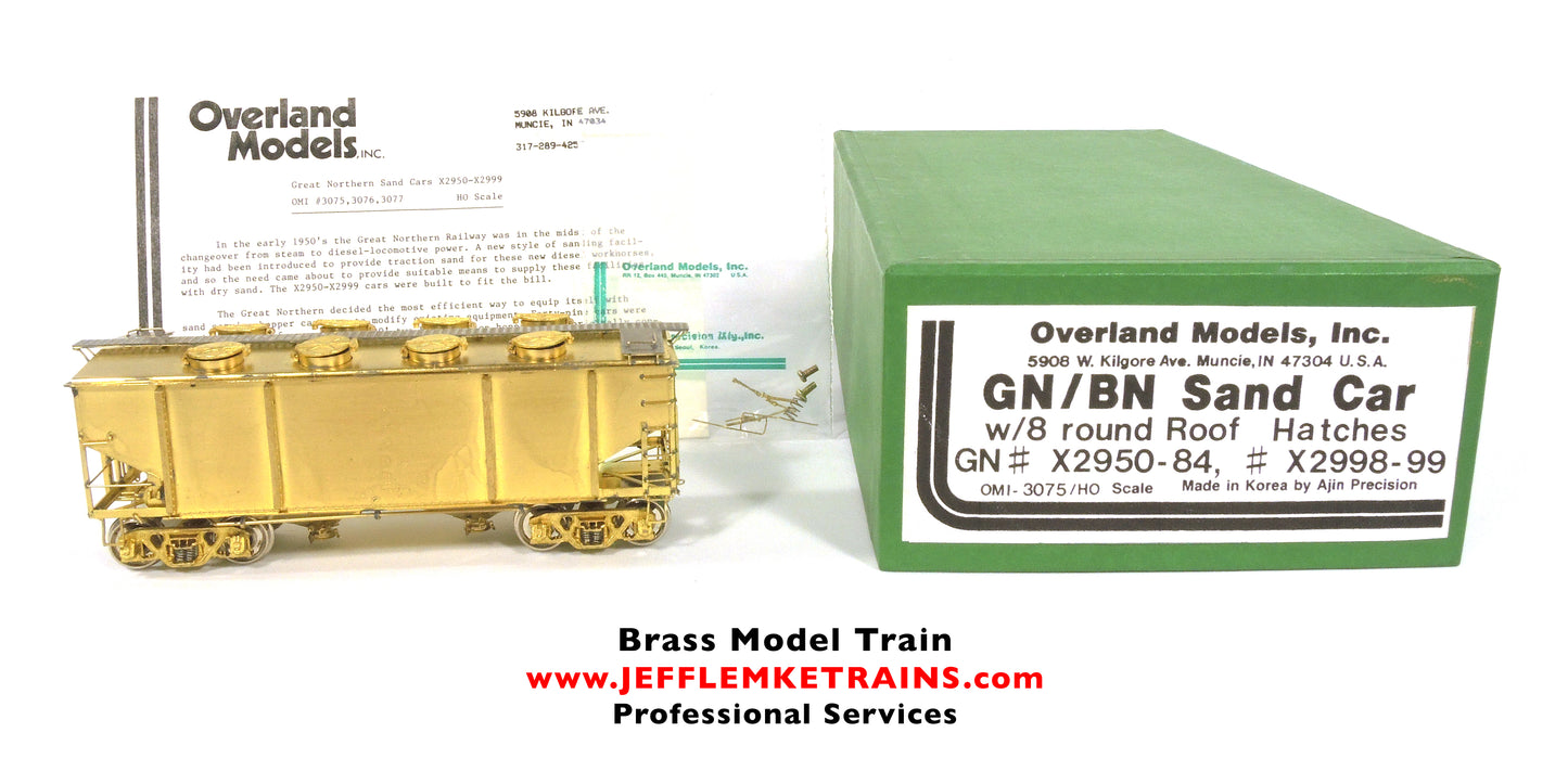 HO Scale Brass Overland Models OMI 3075-3076-3077 Great Northern Sand Cars by Ajin Precision of Korea 1987