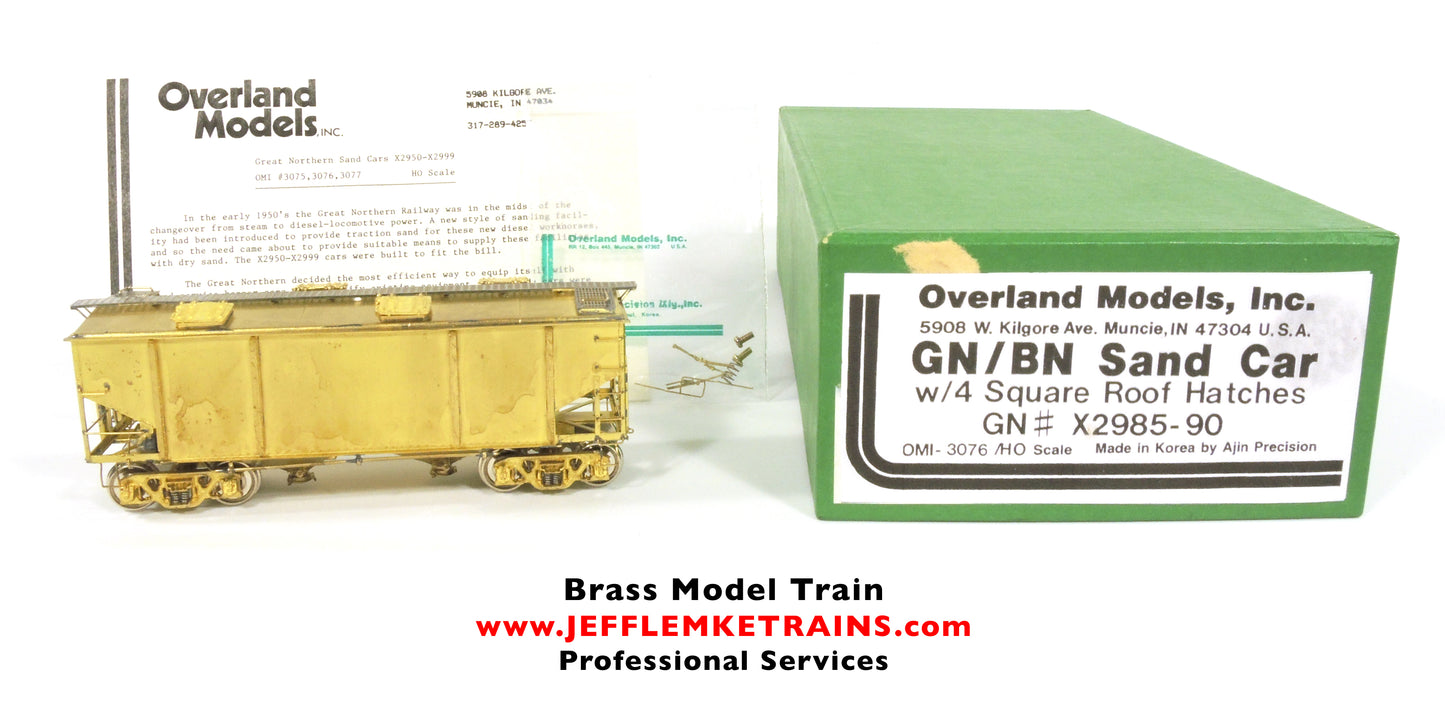 HO Scale Brass Overland Models OMI 3075-3076-3077 Great Northern Sand Cars by Ajin Precision of Korea 1987