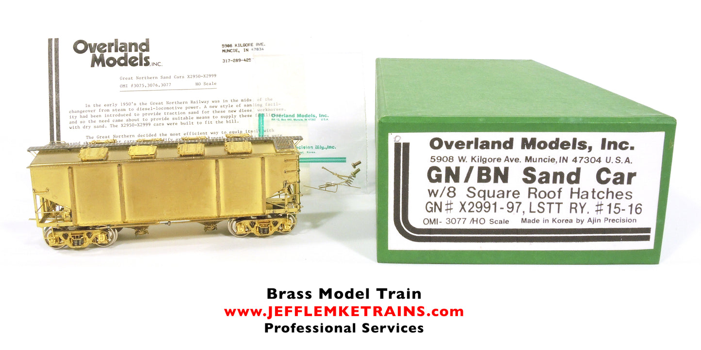 HO Scale Brass Overland Models OMI 3075-3076-3077 Great Northern Sand Cars by Ajin Precision of Korea 1987