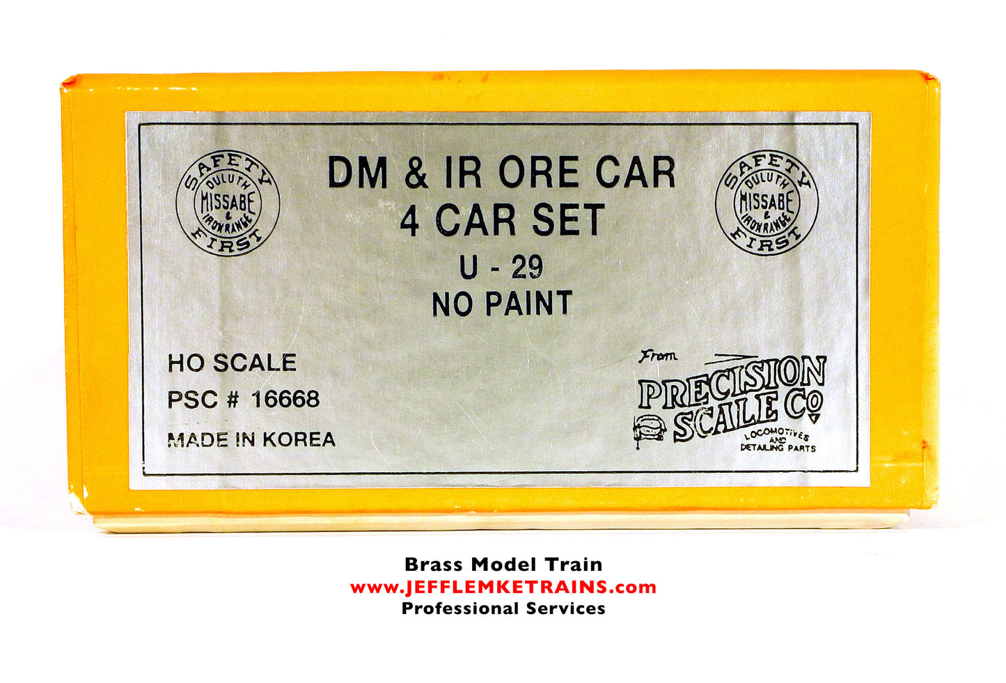 1/87th HO Scale Brass PSC Precision Scale 16668 DM&IR Ore Car 4 Car Set U29 Made in Korea 1997